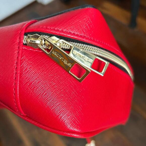 Estée Lauder Red Embossed Leather Cosmetic Travel Bag Playing Card Suit Design - Picture 6 of 8